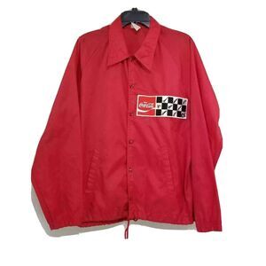 Vintage 70’s Ebert Sportswear Coca Cola Racing Nylon Red Jacket M Windbreaker